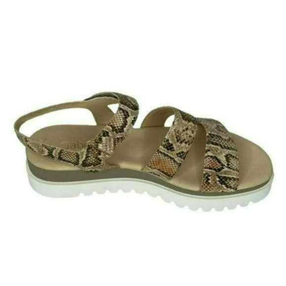 Gabor Snakeskin Tan Cross Strap Leather Open Platform Toe Sandals Size 7.5 - Picture 10 of 11